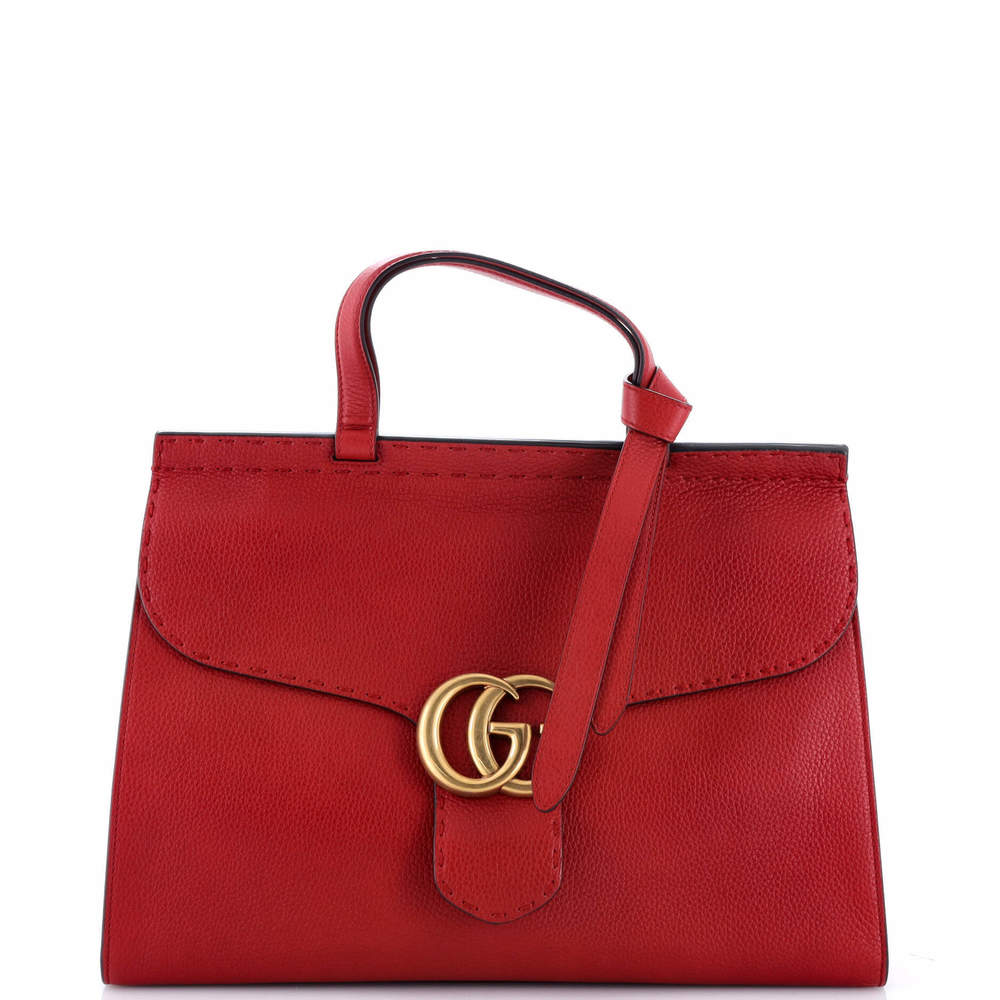 Gucci Medium GG Marmont Top Handle Bag Leather